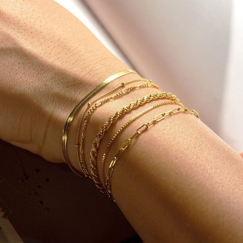 NEW 14k Gold Plated Elegant Gold Bracelet Set